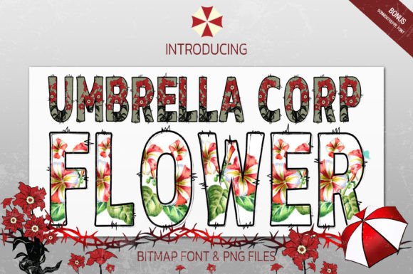 Umbrella Corp Flower Duo: A Spooky Floral Typeface